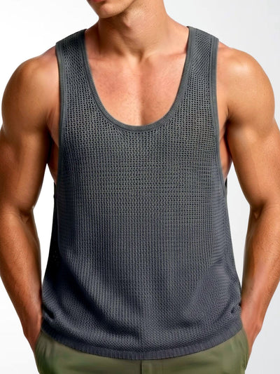 Men's Sleeveless Linen Vest Shirt Lightweight Casual Summer Top in Gray - product view