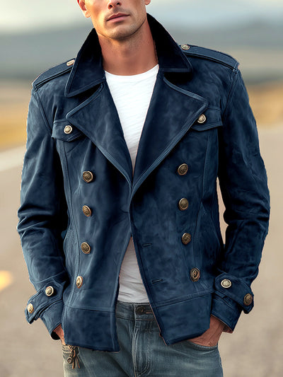 Men's 翻领 Long Sleeve Jacket Casual 冬季 in Dark Blue - product view