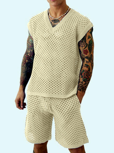 Men's Sleeveless Linen Vest Shirt Lightweight Casual Summer Top in Khaki - product view