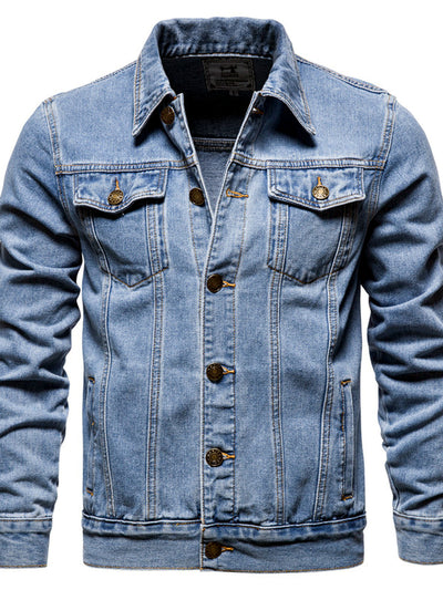 Men's Denim Jacket Slim Fit Casual Cotton Jean Jacket Streetwear Outerwear in Gray - product view