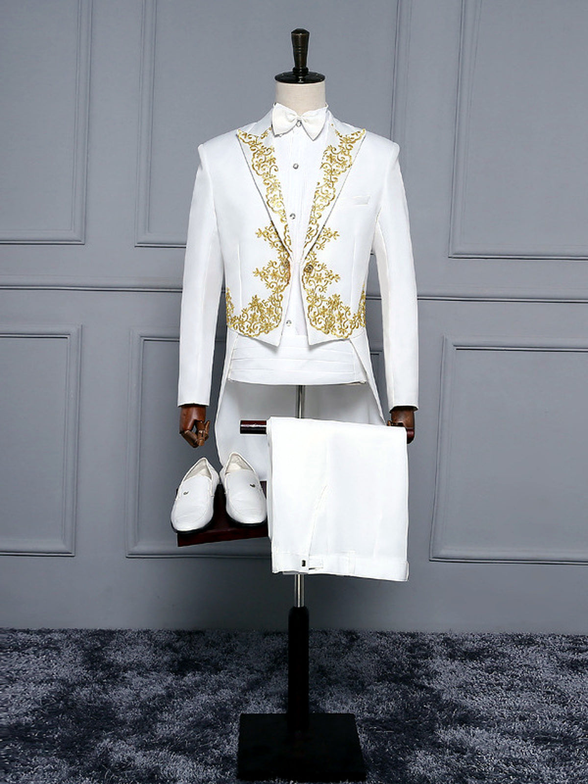 Men's Lightweight Business Blazer and Pants Set Casual Suit Outfit in White+++ - product view