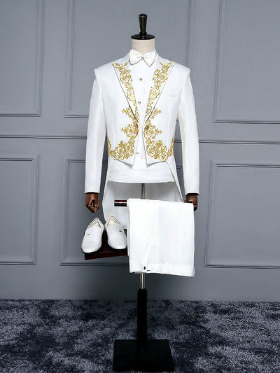 Men's Lightweight Business Blazer and Pants Set Casual Suit Outfit in White+++ - product view
