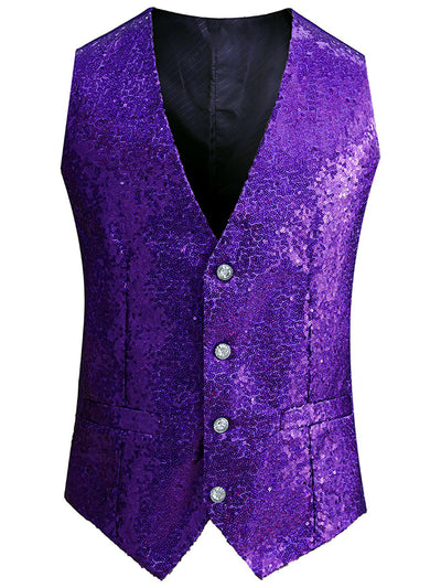 Men's Sleeveless Linen Vest Shirt Lightweight Casual Top in 【Purple】 - product view
