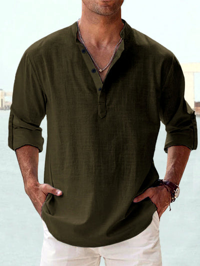 Men's Quick-Dry Henley Short Sleeve T-Shirt in Khaki - product view