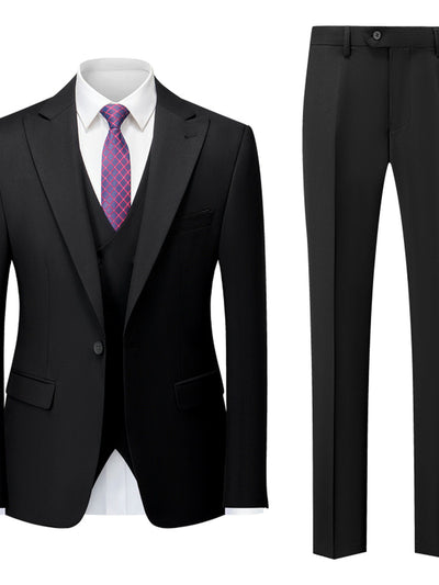 Men's Lightweight Business Blazer and Pants Set Casual Suit Outfit in Black - product view