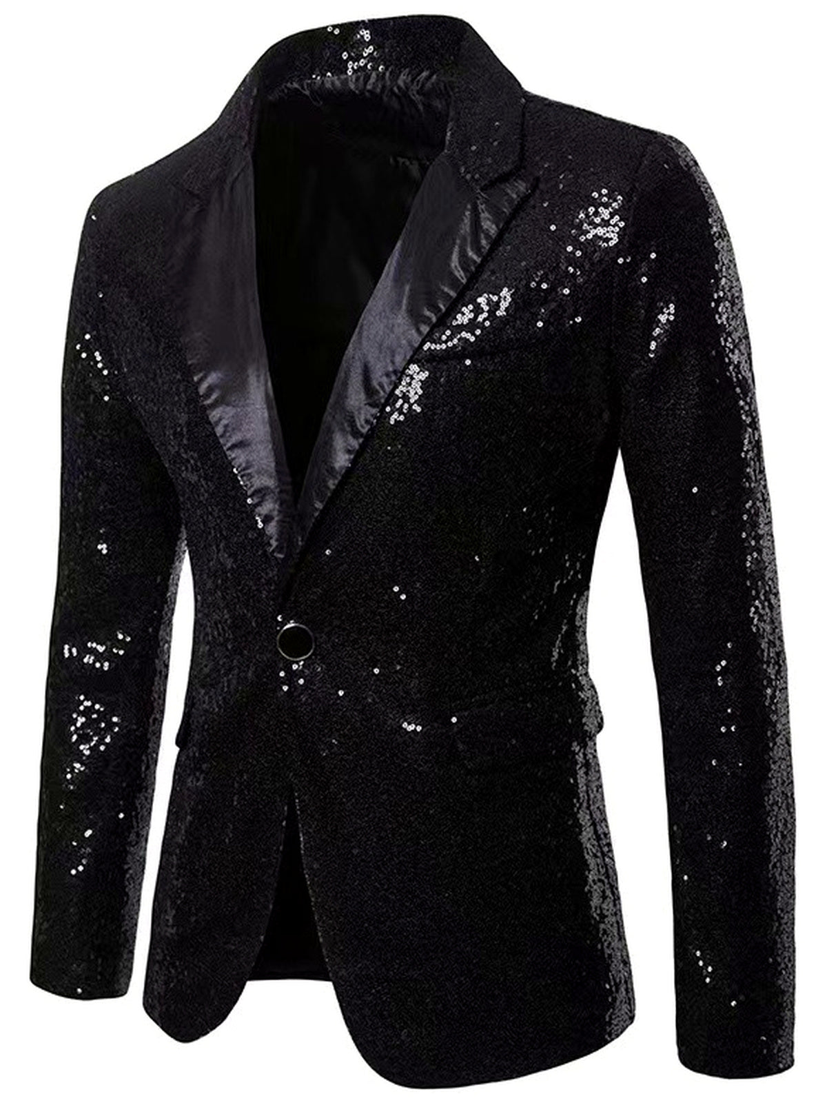 Men's Slim Fit Long Sleeve Blazer for Everyday Smart-Casual Wear in Black - product view