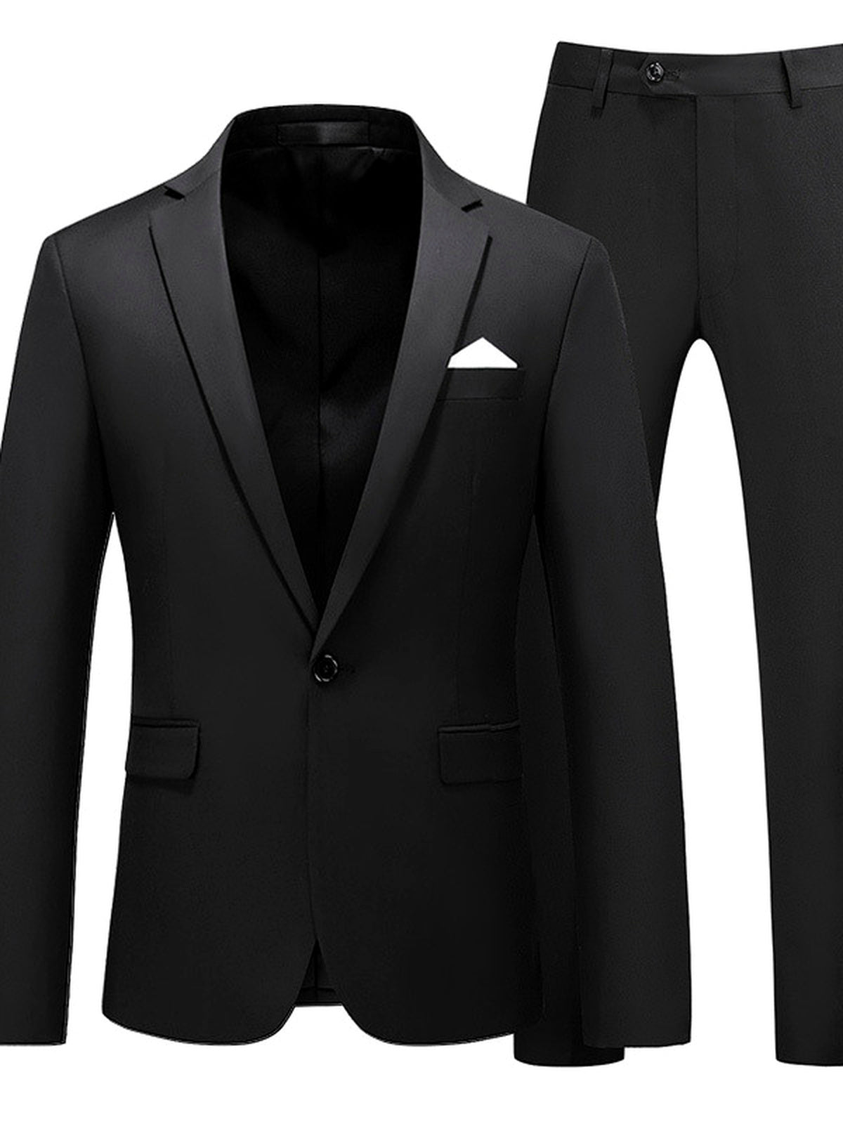 Men's Lightweight Business Blazer and Pants Set Casual Suit Outfit in Black - product view