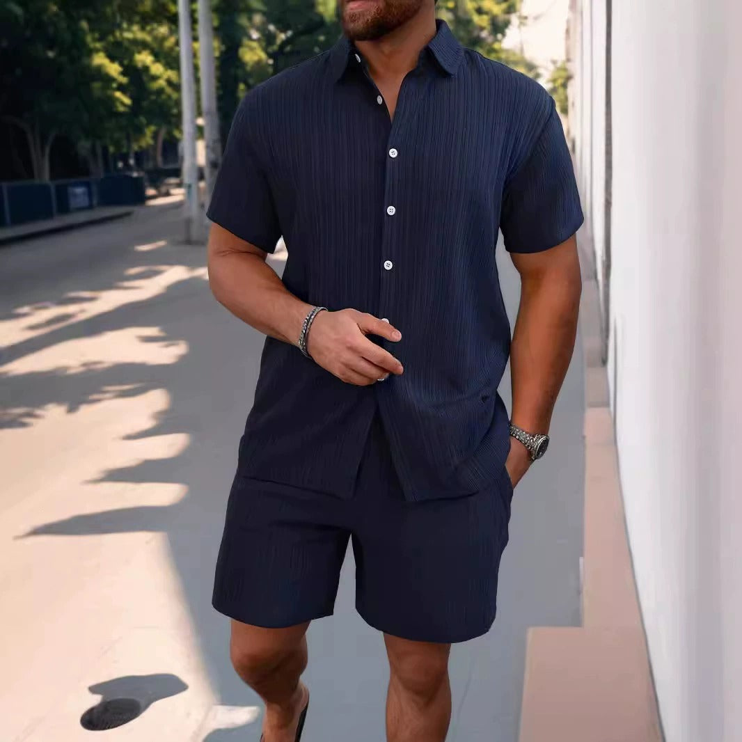 Men's Lyocell Cotton Casual Bermuda Shorts Elastic Waist Summer Shorts product image