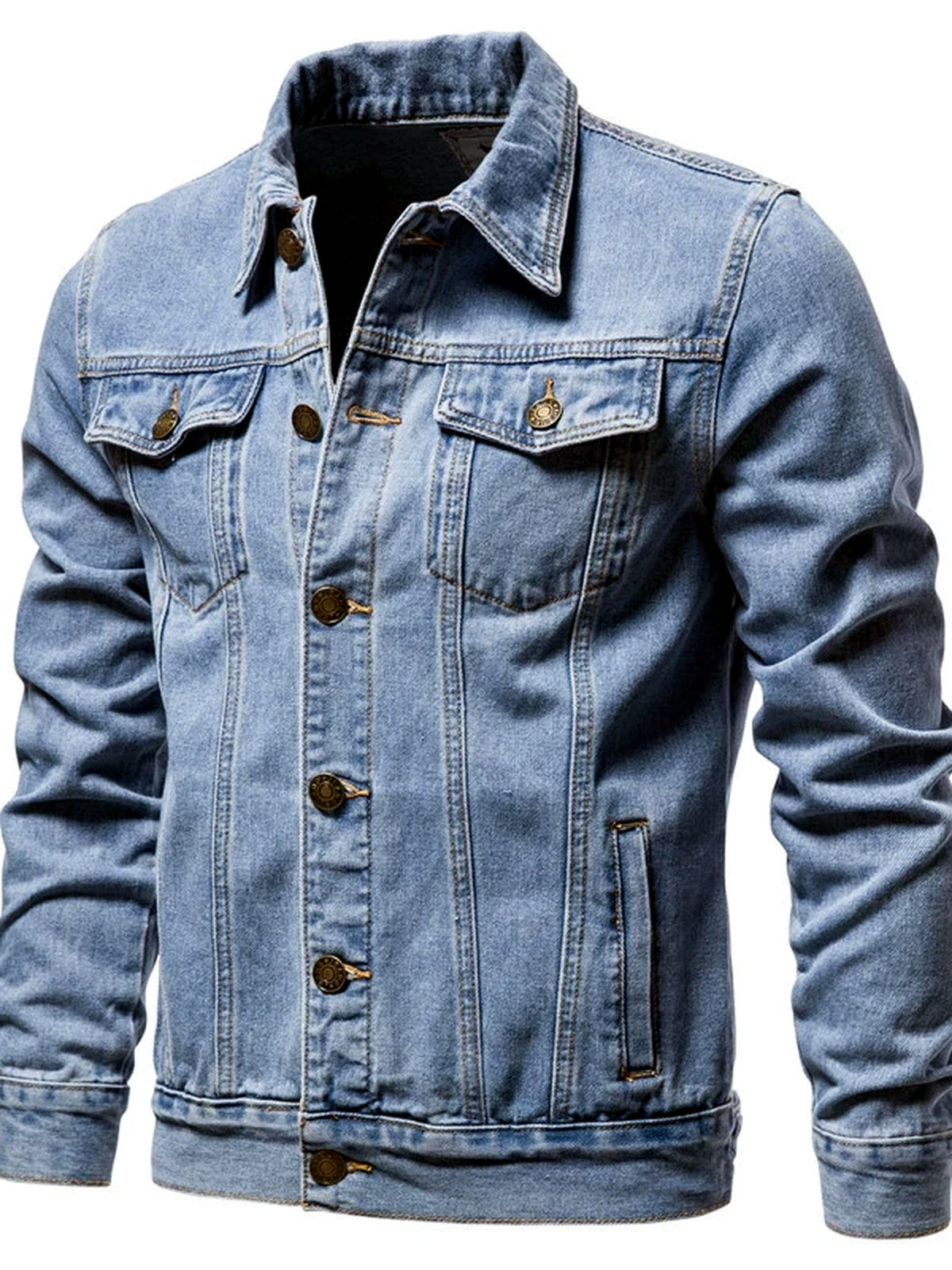 Men's Denim Jacket Slim Fit Casual Cotton Jean Jacket Streetwear Outerwear - product detail view 1