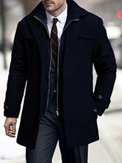 Men's Lapel Collar Mid-Length Jacket for Everyday Smart-Casual Wear - product detail view 1