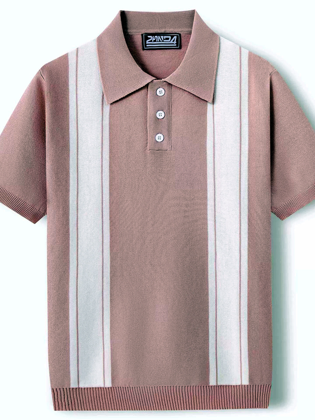 Men's Striped Jacquard Knit Short Sleeve Polo Shirt Business Casual Summer Top - product detail view 1