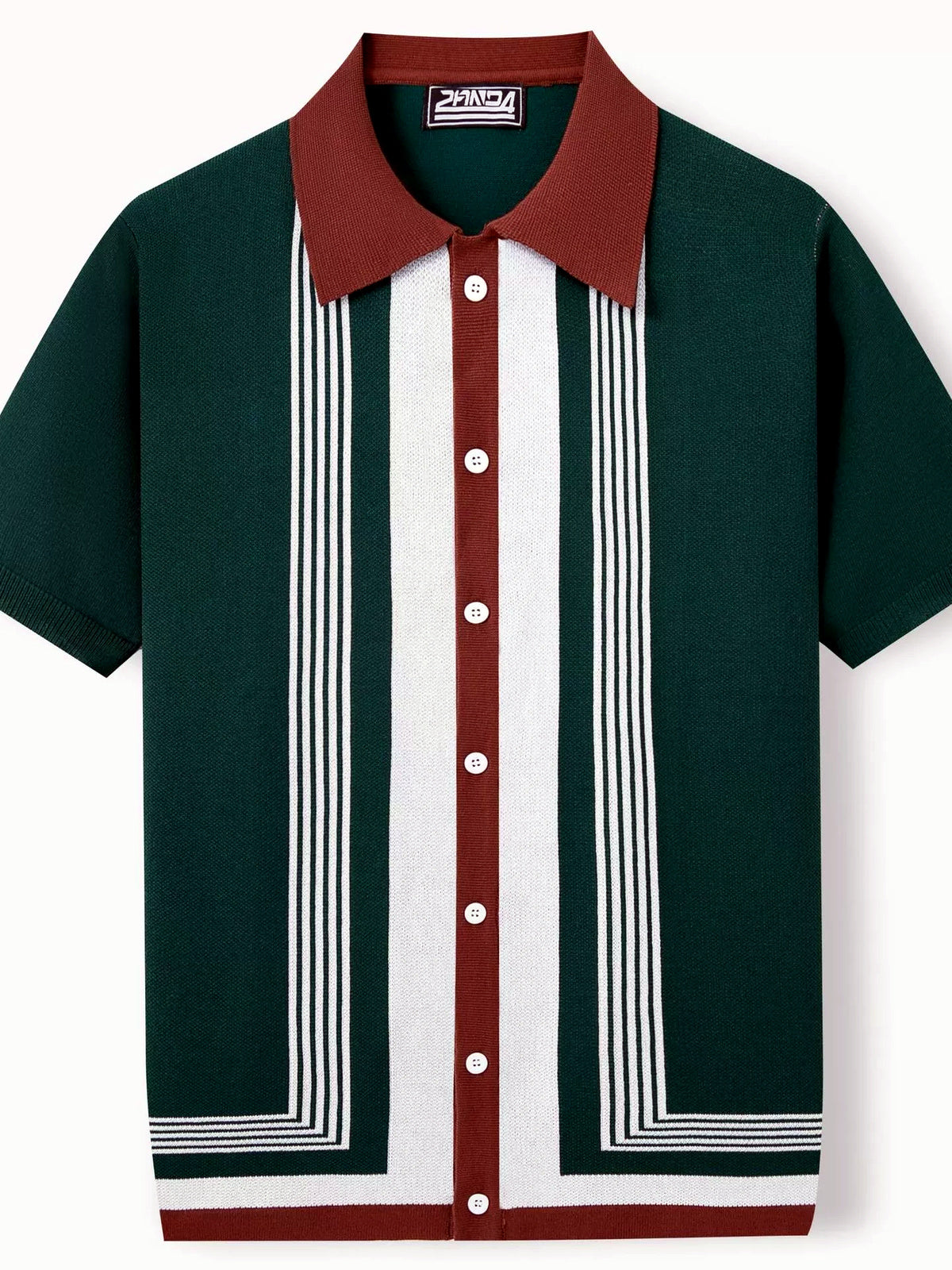 Men's Striped Jacquard Knit Short Sleeve Polo Shirt Business Casual Summer Top - product detail view 1