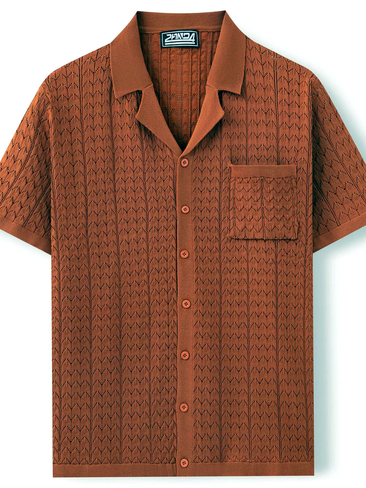 Men's Jacquard Knit Short Sleeve Polo Shirt Business Casual Summer Top - product detail view 2