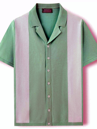 Men's Striped Jacquard Knit Short Sleeve Polo Shirt Business Casual Summer Top - product detail view 1