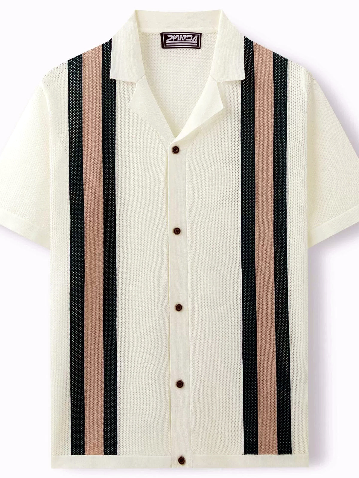 Men's Jacquard Knit Short Sleeve Polo Shirt Business Casual Summer Top - product detail view 1