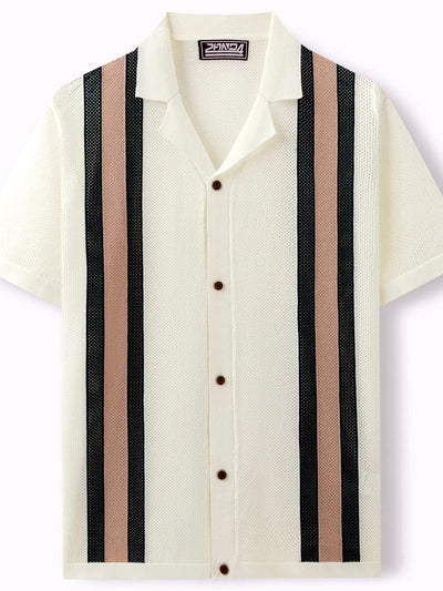 Men's Jacquard Knit Short Sleeve Polo Shirt Business Casual Summer Top - product detail view 1