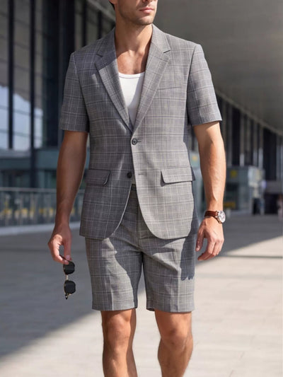 Men's Lightweight Business Blazer and Pants Set Casual Summer Suit Outfit