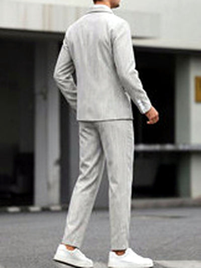 Men's Lightweight Business Blazer and Pants Set Casual Suit Outfit - product detail view 3