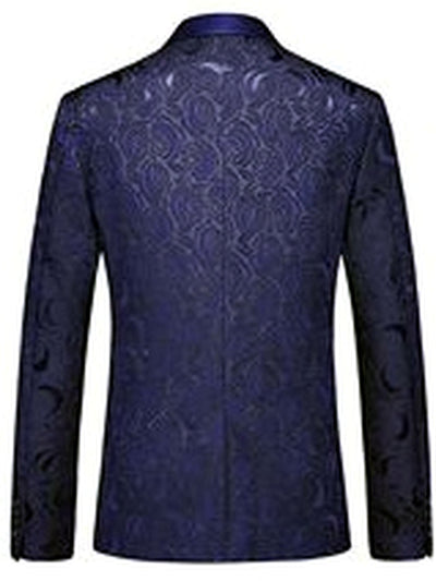Men's Lapel Collar Solid Color Slim Fit Long Sleeve Blazer for Everyday Smart-Casual Wear - product detail view 1