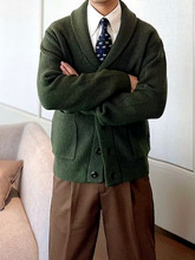 Men's V-Neck Long Sleeve Knit Cardigan Casual - product detail view 1