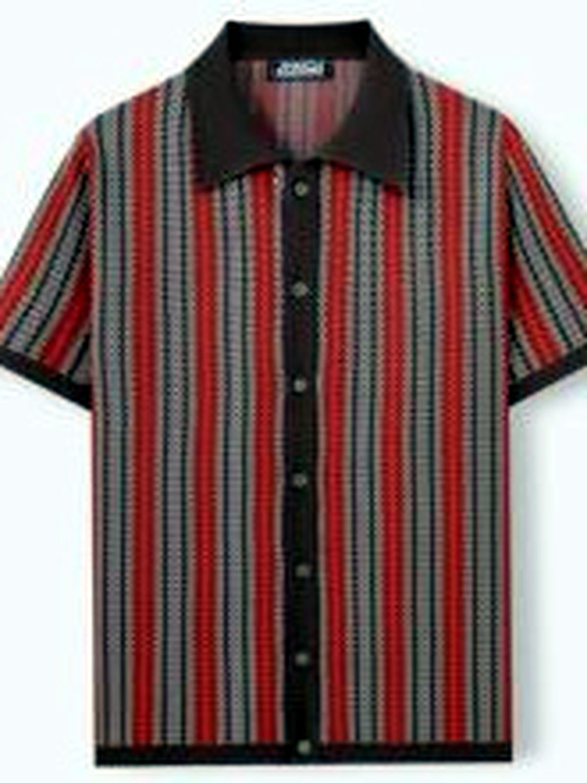 Men's Striped Jacquard Knit Short Sleeve Polo Shirt Business Casual Summer Top - product detail view 1