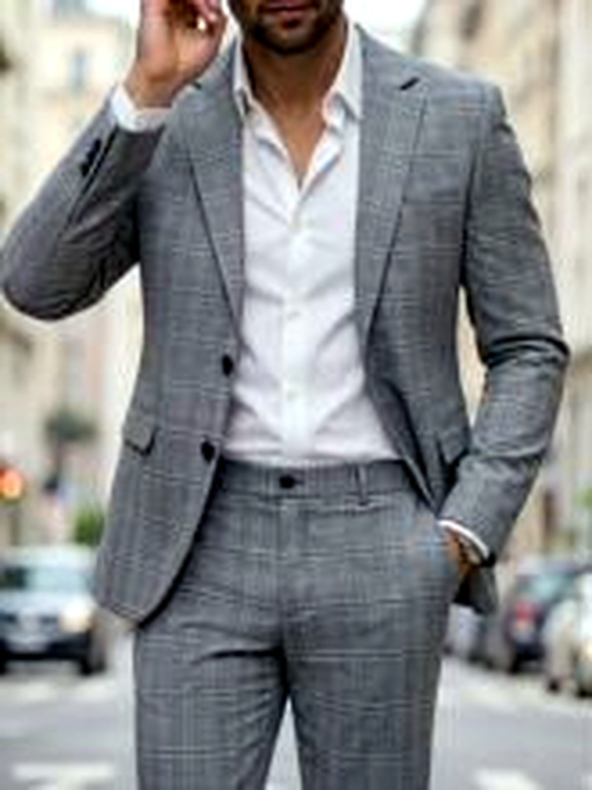 Men's Jacquard Blazer Suit Jacket One Button Party Banquet Formal Outfit - product detail view 3