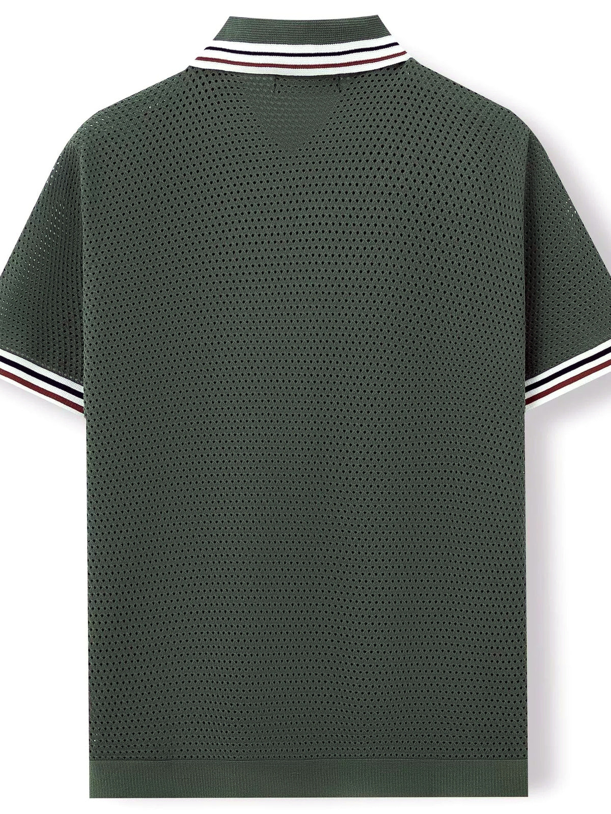 Men's Striped Jacquard Knit Short Sleeve Polo Shirt Business Casual Summer Top - product detail view 3