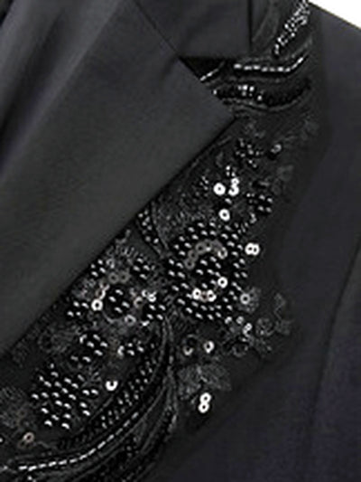 Men's Jacquard Blazer Suit Jacket One Button Party Banquet Formal Outfit - product detail view 3
