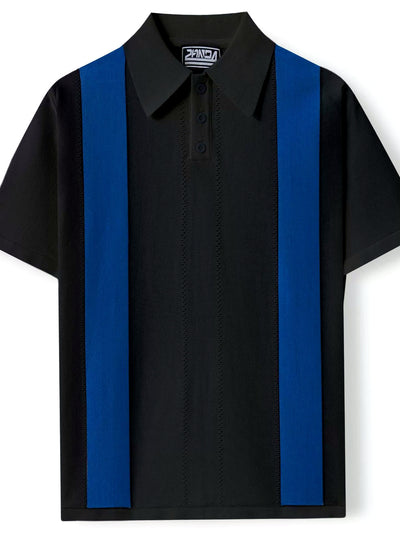 Men's Jacquard Knit Short Sleeve Polo Shirt Business Casual Summer Top - product detail view 2