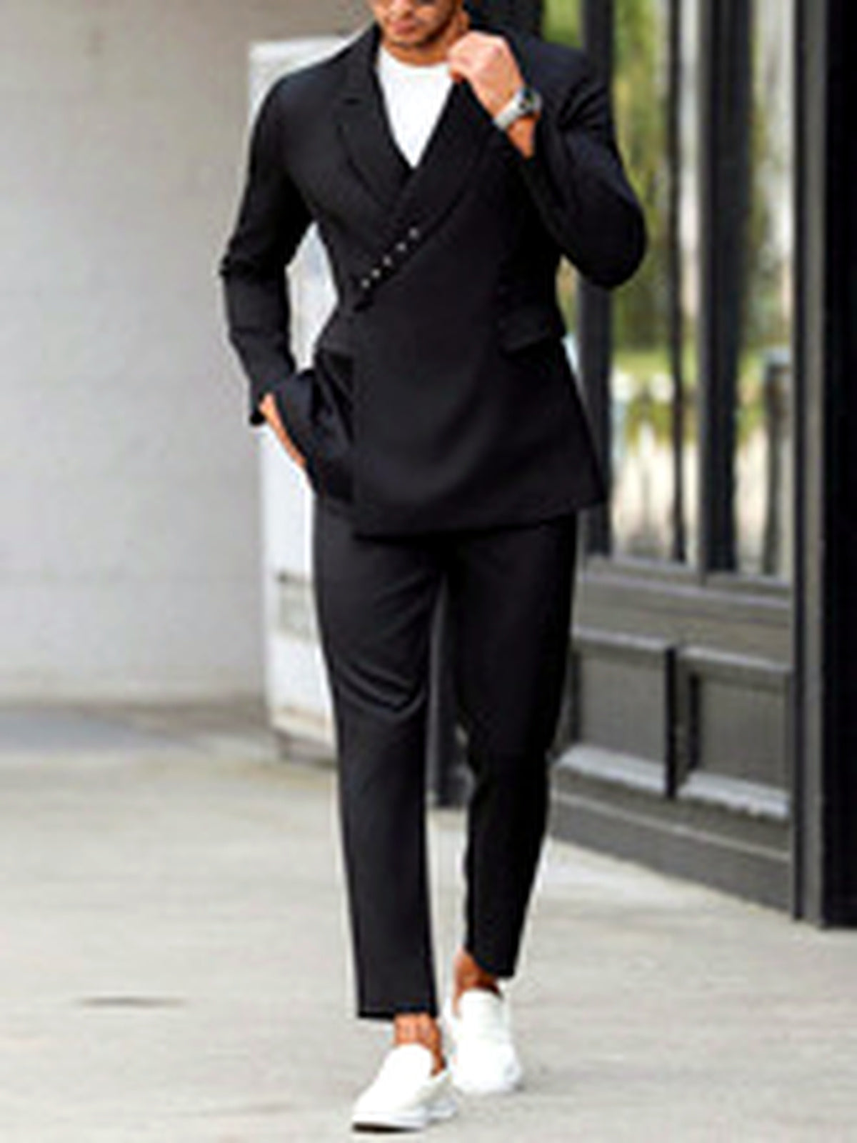 Men's Lightweight Business Blazer and Pants Set Casual Suit Outfit - product detail view 3