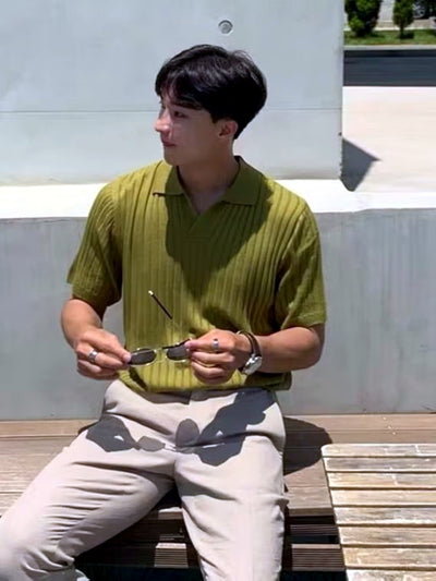 Men's Short Sleeve Polo Shirt in Green - product view