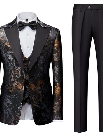 Men's Lightweight Business Blazer and Pants Set Casual Suit Outfit in Dark Gray - product view