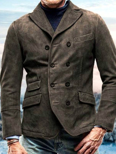 Men's Lapel Collar Long Sleeve Shirt Casual Winter in Brown - product view