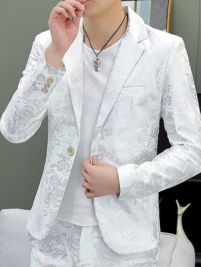 Men's Lightweight Business Blazer and Pants Set Casual Suit Outfit in 1999White（） - product view