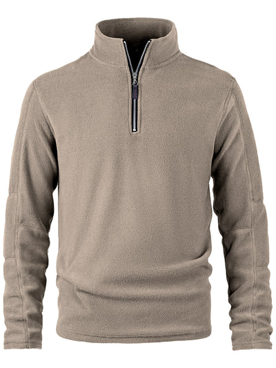 Men's Stand Collar Long Sleeve Sweatshirt Casual in Khaki - product view