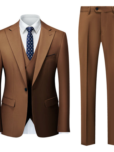 Men's Lightweight Business Blazer and Pants Set Casual Suit Outfit in Khaki - product view