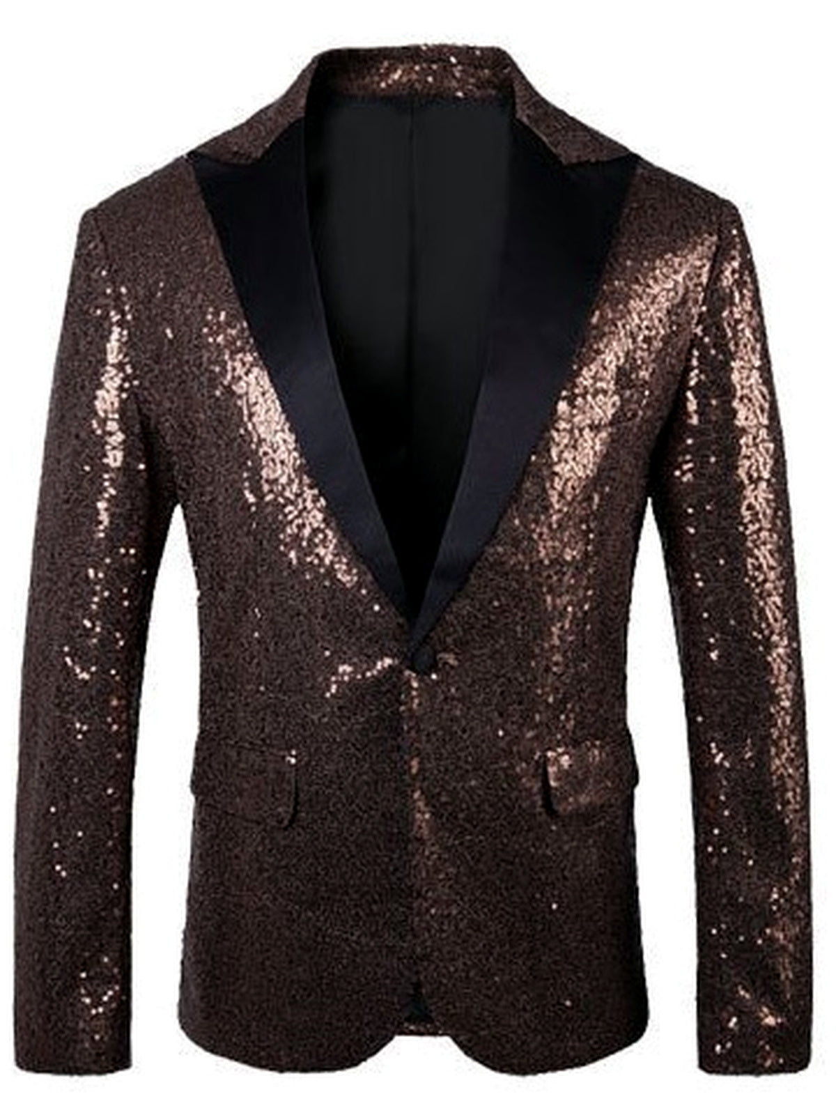 Men's Slim Fit Long Sleeve Blazer for Everyday Smart-Casual Wear in Coffee Brown - product view