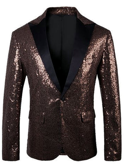 Men's Slim Fit Long Sleeve Blazer for Everyday Smart-Casual Wear in Coffee Brown - product view