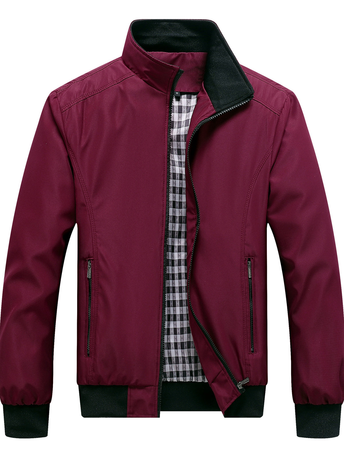 Men's Lapel Collar Slim Fit Long Sleeve Jacket for Everyday Smart-Casual Wear in Red - product view