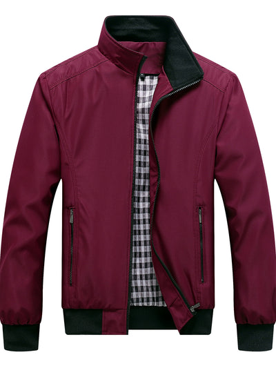 Men's Lapel Collar Slim Fit Long Sleeve Jacket for Everyday Smart-Casual Wear in Red - product view