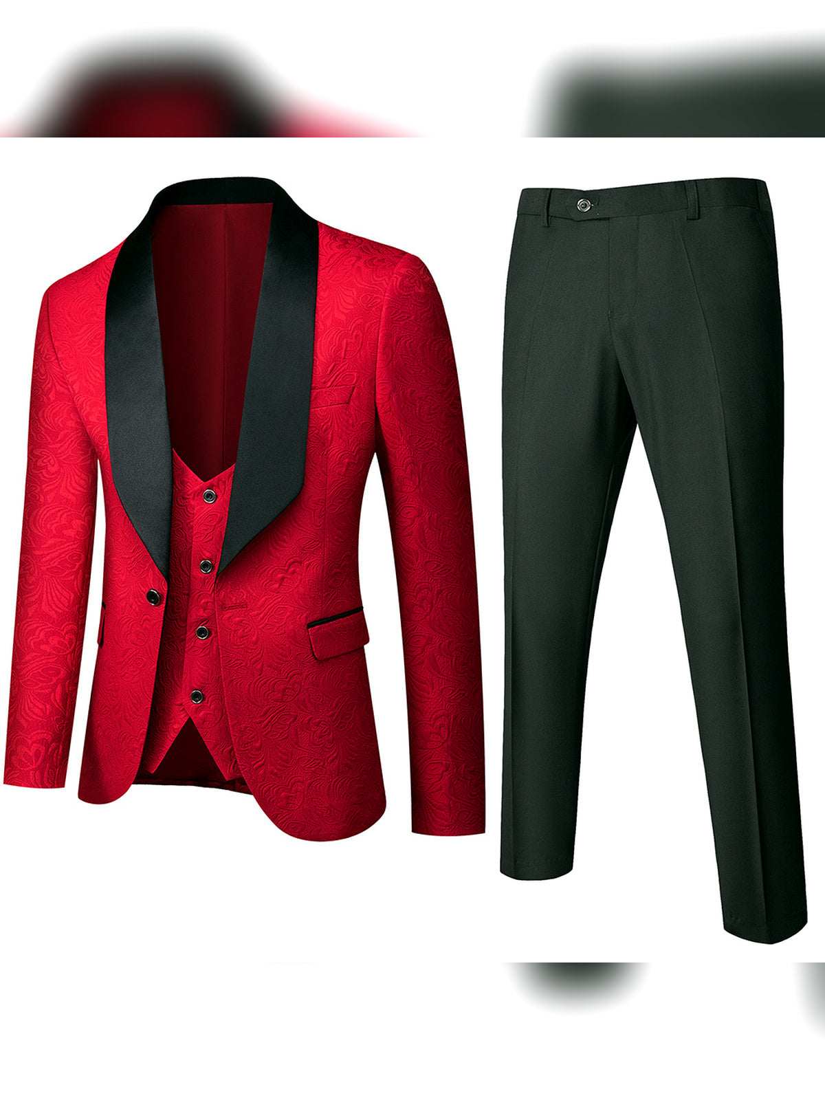 Men's Lightweight Business Blazer and Pants Set Casual Suit Outfit in Red - product view