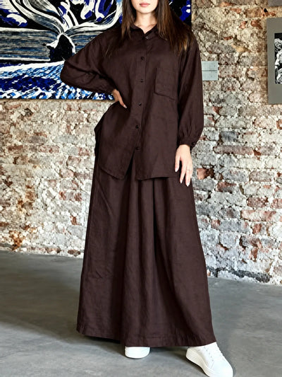 Women's Top and Skirt Two-Piece Set in Beige - product view
