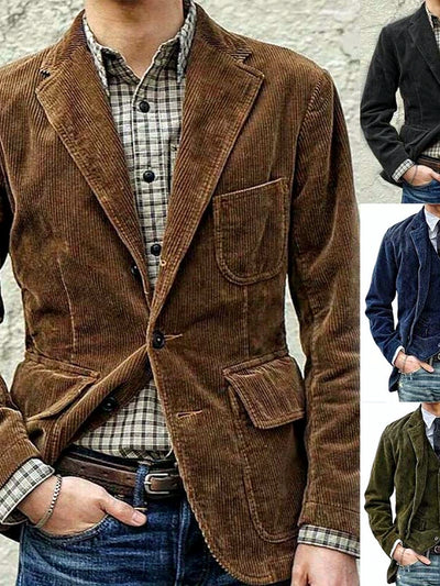 Men's Lapel Collar Solid Color Woven Long Sleeve Blazer Casual Spring and Fall - product detail view 1