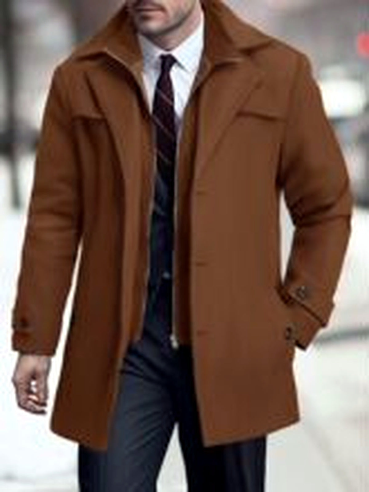 Men's Lapel Collar Mid-Length Jacket for Everyday Smart-Casual Wear - product detail view 2