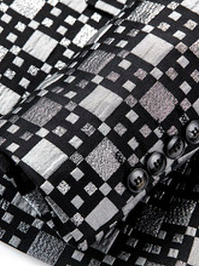 Men's Jacquard Blazer Suit Jacket One Button Party Banquet Formal Outfit - product detail view 2