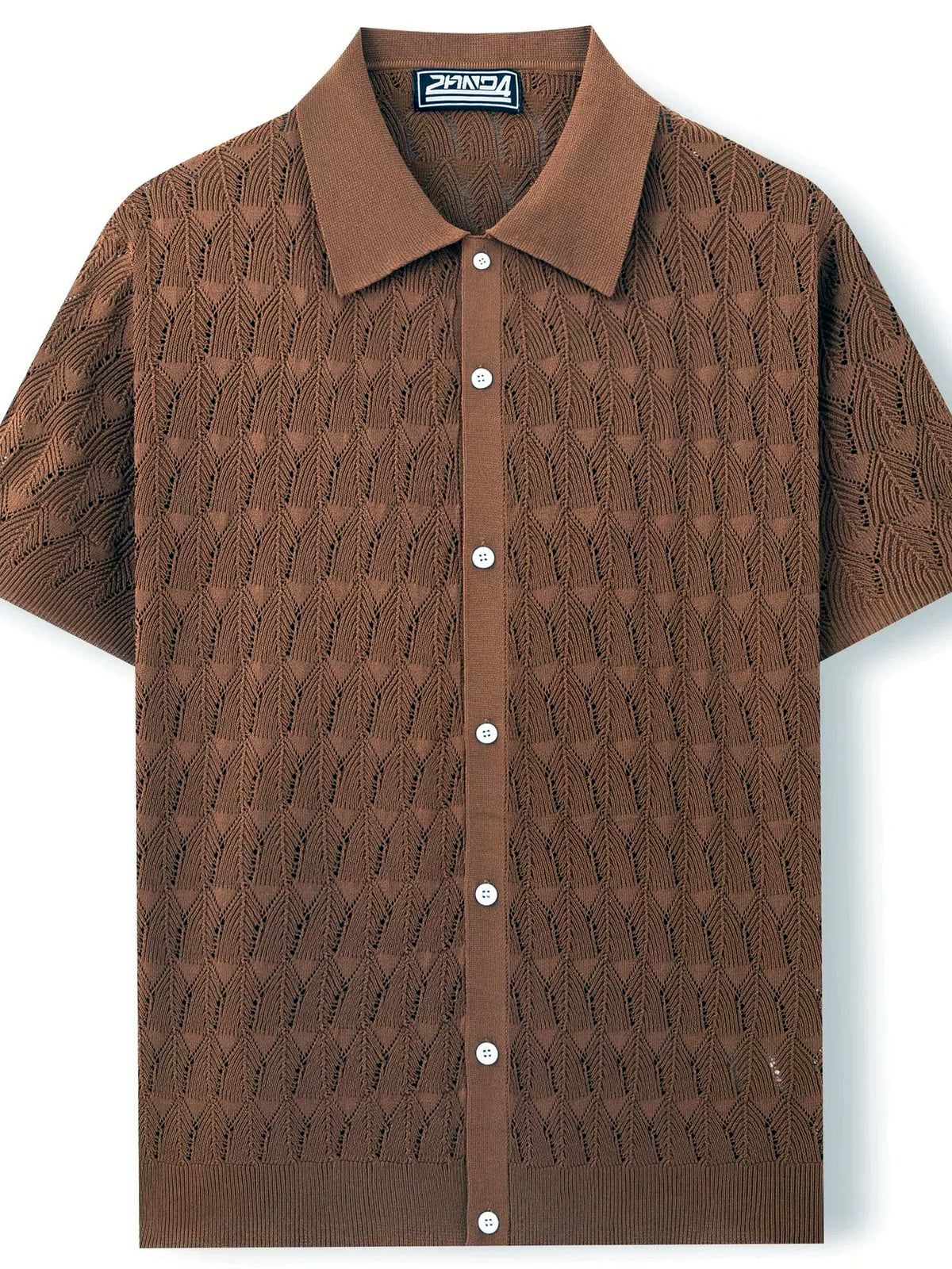 Men's Jacquard Knit Short Sleeve Polo Shirt Business Casual Summer Top - product detail view 2