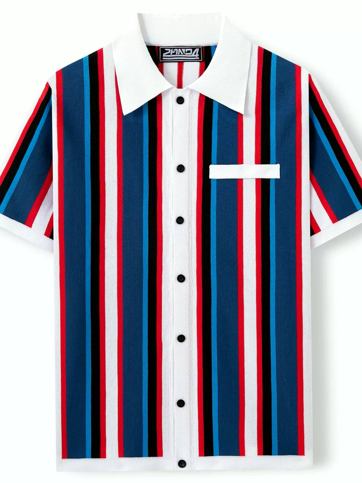 Men's Striped Jacquard Knit Short Sleeve Polo Shirt Business Casual Summer Top - product detail view 4
