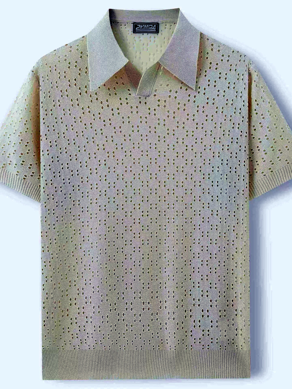 Men's Jacquard Knit Short Sleeve Polo Shirt Business Casual Summer Top - product detail view 2