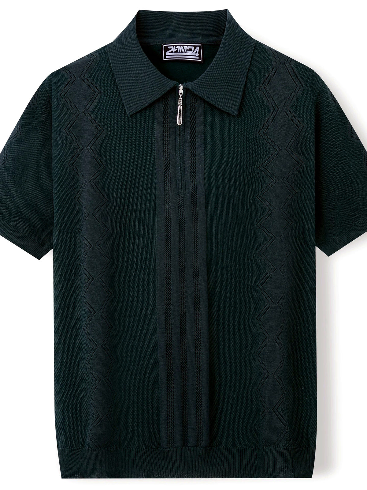 Men's Jacquard Knit Short Sleeve Polo Shirt Business Casual Summer Top - product detail view 2
