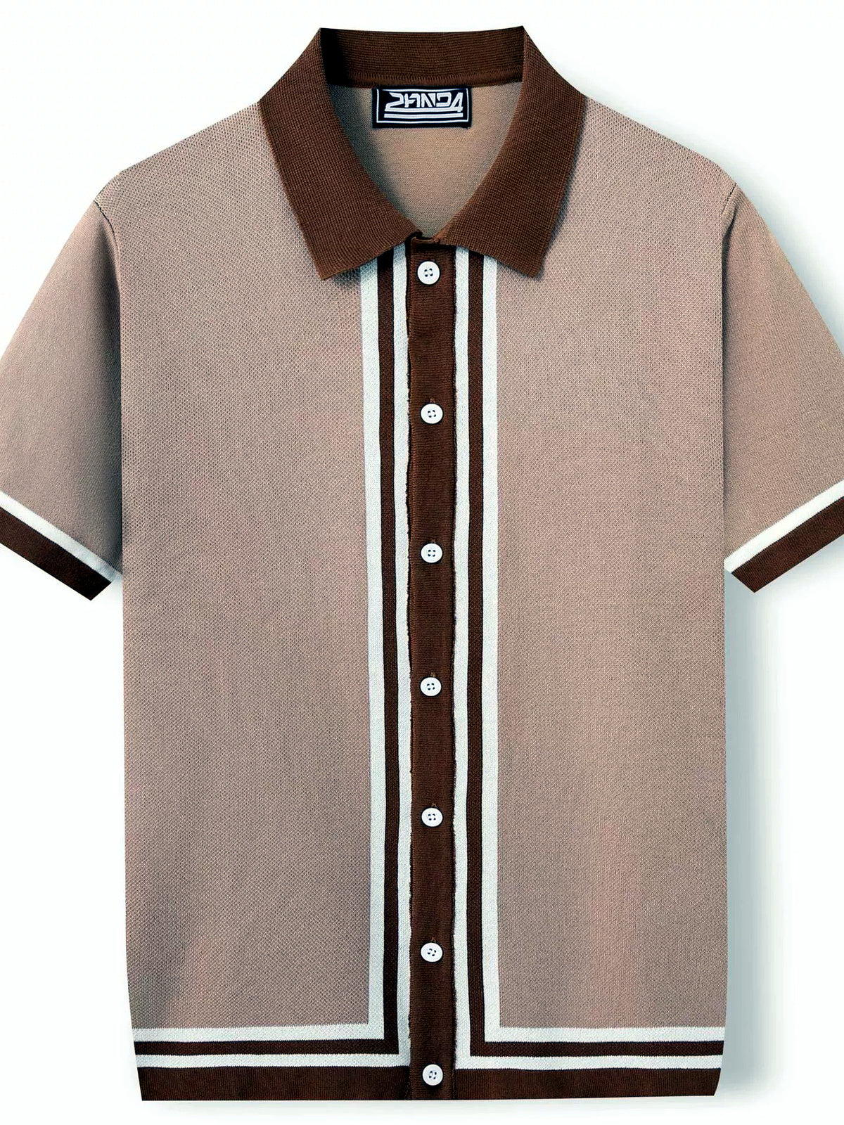 Men's Striped Jacquard Knit Short Sleeve Polo Shirt Business Casual Summer Top - product detail view 2